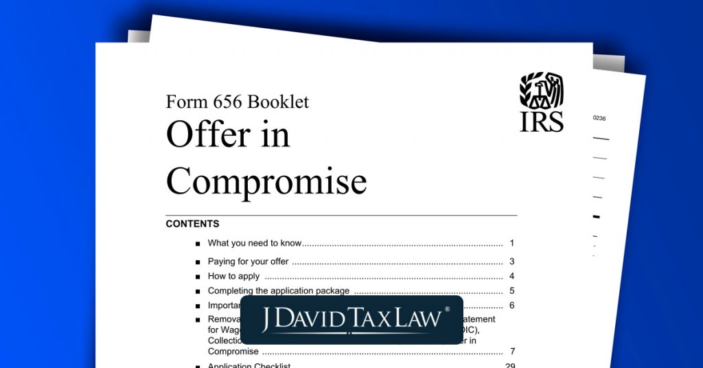 Offer In Compromise Irs Tax Relief Florida J David Tax Law